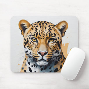 Modern Leopard Painting Wild Art Mouse Mat