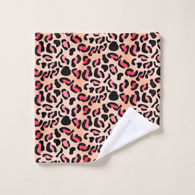 Modern Leopard Pattern Animal Print Bath Towel Set (Wash Cloth)
