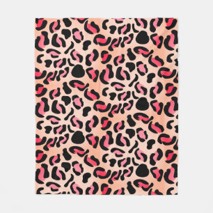 Modern Leopard Pattern Animal Print Fleece Blanket