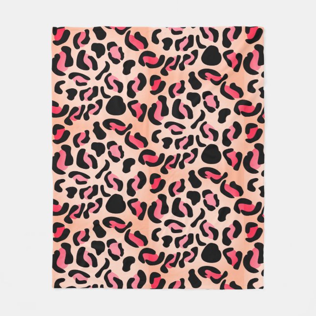 Modern Leopard Pattern Animal Print Fleece Blanket (Front)
