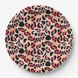 Modern Leopard Pattern Animal Print Paper Plate