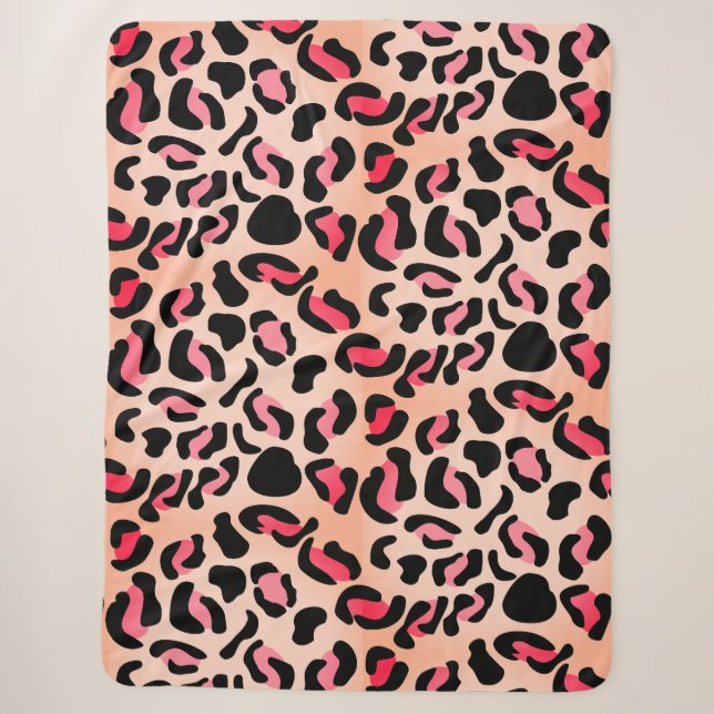 Modern Leopard Pattern Animal Print Sherpa Blanket (Front)