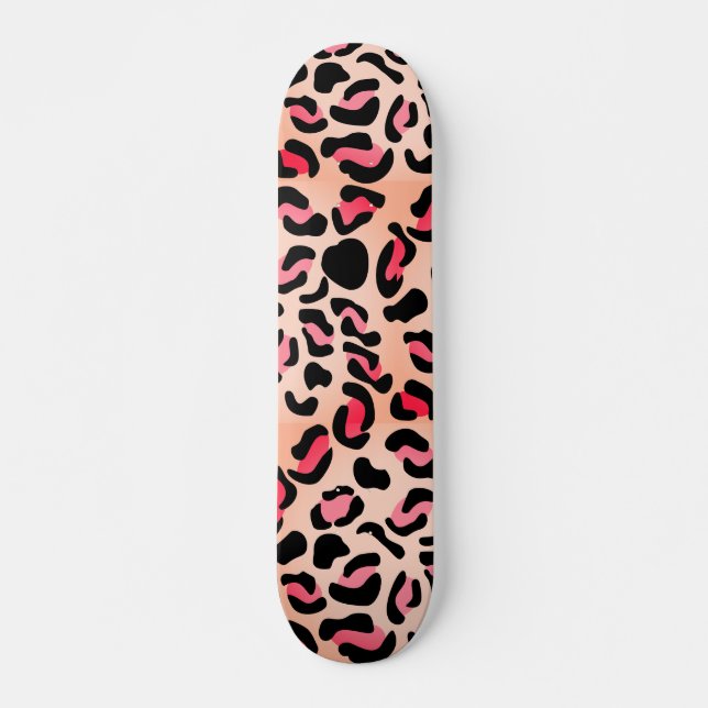Modern Leopard Pattern Animal Print Skateboard (Front)