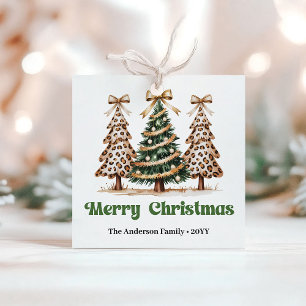 Modern Leopard Pattern Christmas Custom Name Gift Favour Tags