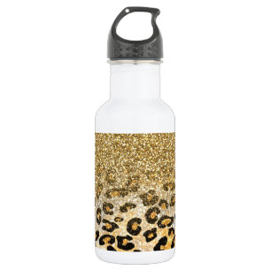 Modern Leopard Pattern Gold Glitter Ombre 532 Ml Water Bottle