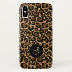 Modern leopard pattern with glitters iPhone x case