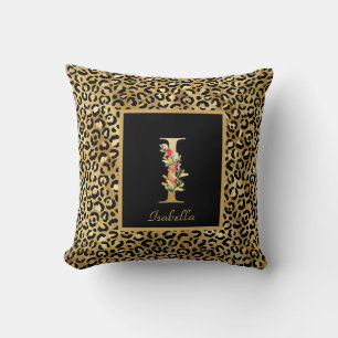 Modern Leopard Personalised Monogram I Initial Cushion
