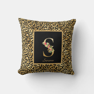 Modern Leopard Personalised Monogram S Initial Cushion