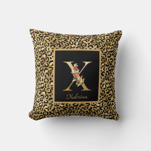 Modern Leopard Personalised Monogram X Initial Cushion