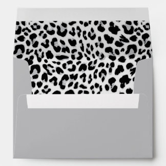 Modern Leopard Print Black and Grey Envelope