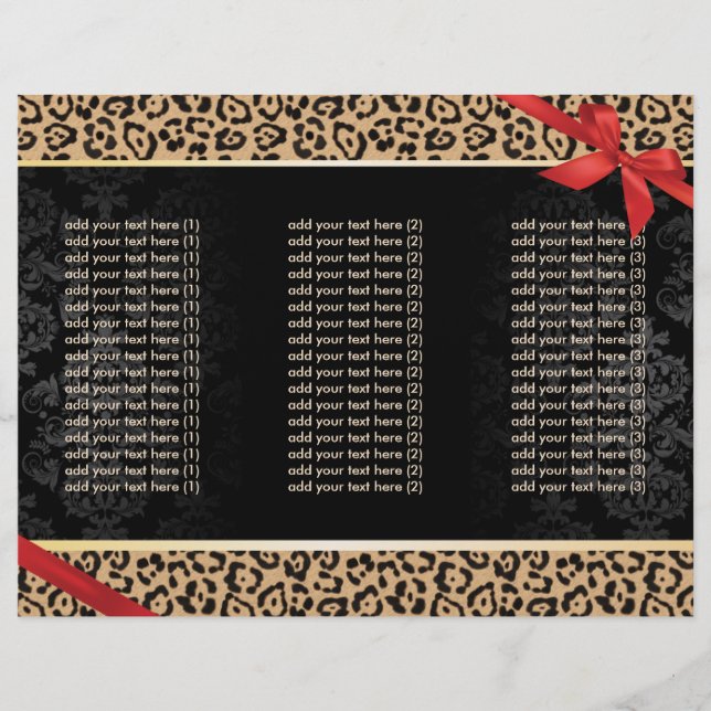 Modern Leopard Print & Damask Tri-Fold Brochures (Front)