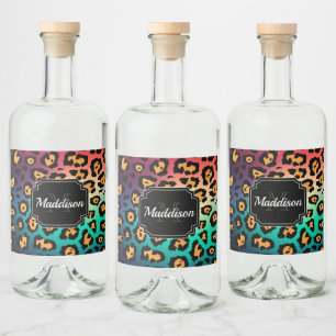 Modern Leopard Print Liquor Bottle Label
