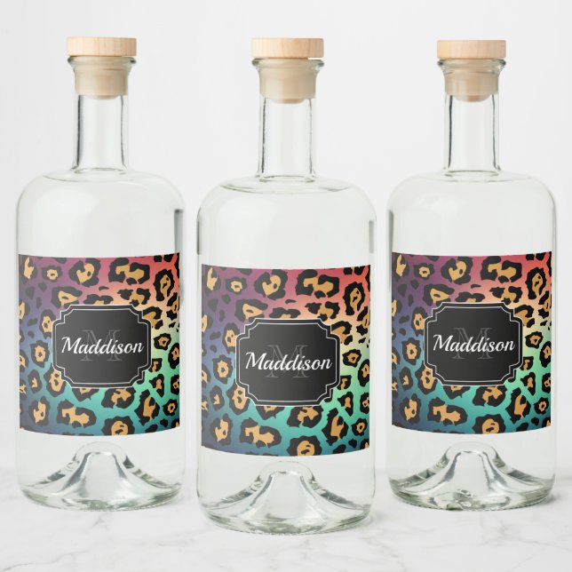 Modern Leopard Print Liquor Bottle Label (Bottles)