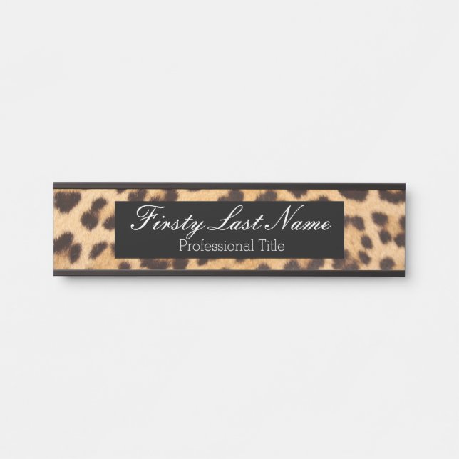 Modern Leopard Print Office Door Sign Signs (Front)