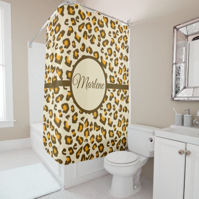 Modern Leopard Print Pattern Shower Curtain (In Situ)