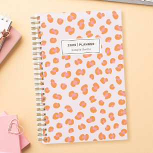 Modern Leopard Print Pink Orange Weekly Planner