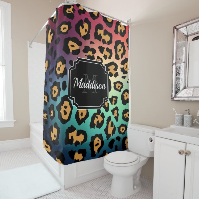 Modern Leopard Print Shower Curtain (In Situ)