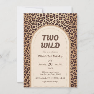 Modern Leopard Print Two Wild 2nd Birthday Invitation