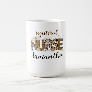 Modern Leopard Skin Brown Registered Nurse Coffee Mug