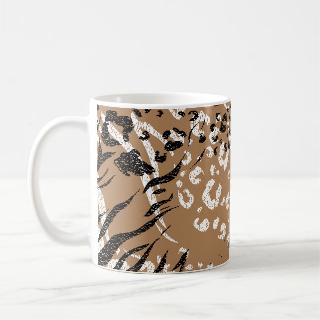 Modern leopard: wild nature pattern. coffee mug (Left)