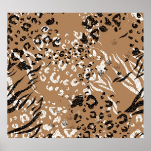 Modern leopard: wild nature pattern. poster