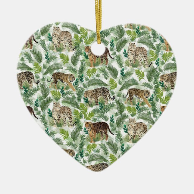 Modern Leopards Tigers Jungle Plants Ceramic Tree Decoration (Front)