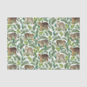 Modern Leopards Tigers Jungle Plants Tissue Paper