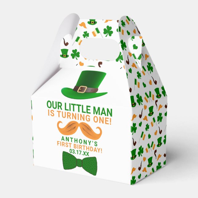 Modern Leprechaun St. Patrick's Any Age Birthday Favour Box (Front Side)