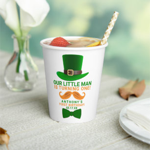 Modern Leprechaun St. Patrick's Any Age Birthday Paper Cups