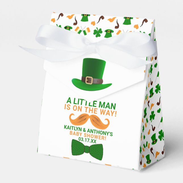 Modern Leprechaun St. Patrick's Day Baby Shower Favour Box (Front Side)