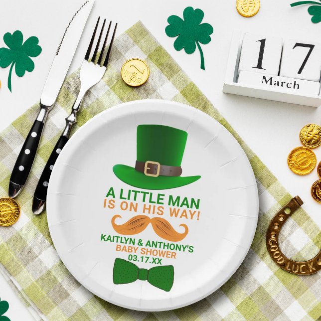Modern Leprechaun St. Patrick's Day Baby Shower Paper Plate (Creator Uploaded)