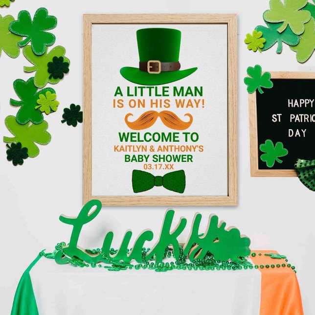 Modern Leprechaun St. Patrick's Day Baby Shower Poster (Creator Uploaded)