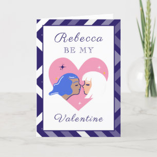 Modern Lesbian Couple LGBTQ Valentine's Day Cute   Holiday Card