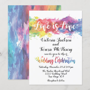 Modern Lesbian Gay Watercolor Wedding Invitation
