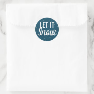 Modern let it snow blue with snowflakes classic round sticker