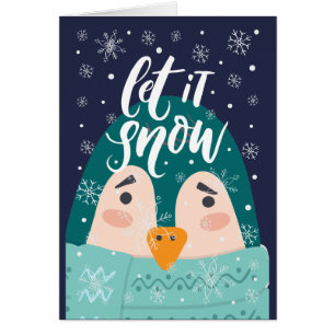 Modern "Let it Snow" Penguin  Christmas Greeting