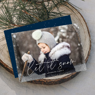 Modern Let It Snow Script Photo Holiday Card