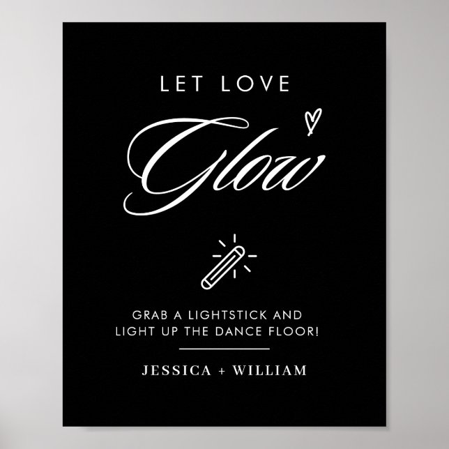 Modern Let Love Glow Wedding Glow Stick Sign (Front)