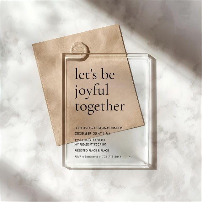 Modern “Let’s Be Joyful Together” Christmas Acrylic Invitations (Creator Uploaded)