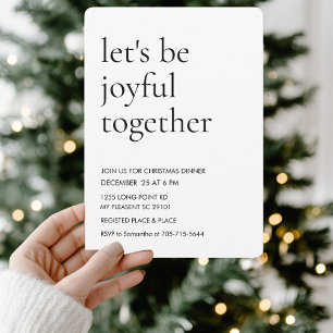 Modern Let’s Be Joyful Together Christmas Dinner Invitation