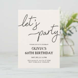 Modern Let’s Party 60th Birthday Invitation