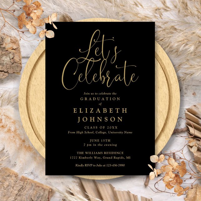 Modern Lets Celebrate Script Graduation Party Invitation (Modern Lets Celebrate Script Graduation Party Invitation)