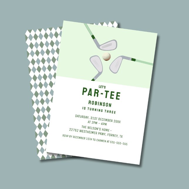 Modern Let's Par-tee golf birthday Invitation (Creator Uploaded)