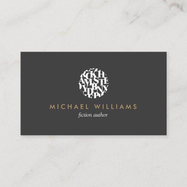Modern Letterform Logo III for Authors and Writers Business Card (Front)