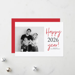 Modern Lettering 2025 Happy New Year Photo Holiday Card