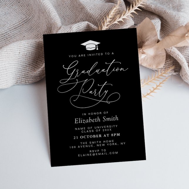 modern lettering black graduation party invitation (Creator Uploaded)