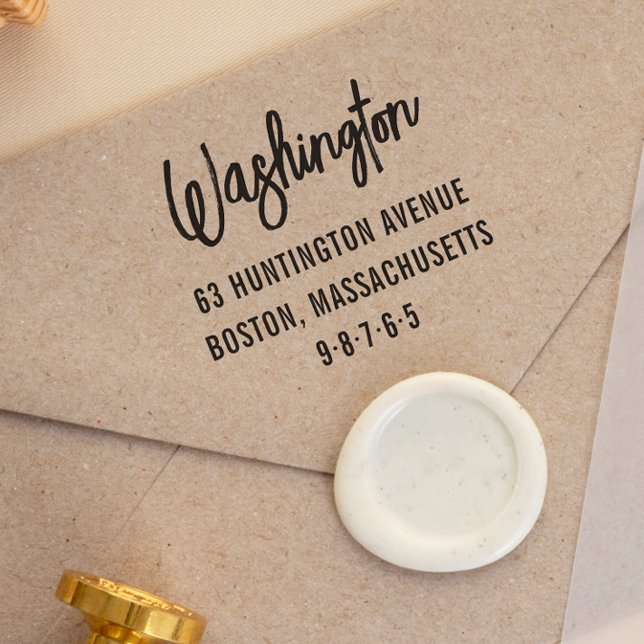 Modern Lettering Family Name & Return Address Self-inking Stamp (Creator Uploaded)
