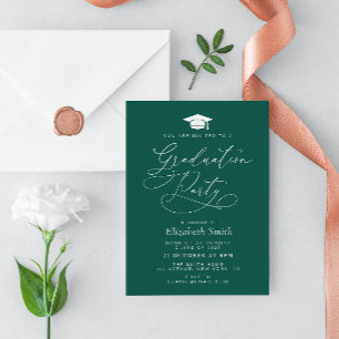 modern lettering green graduation party invitation