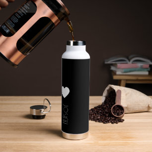 Modern Lettering Heart Monogram Water Bottle