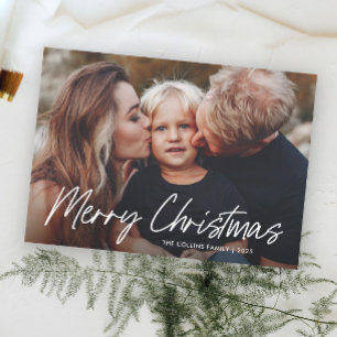 Modern Lettering Merry Christmas 2 Photo  Holiday Card
